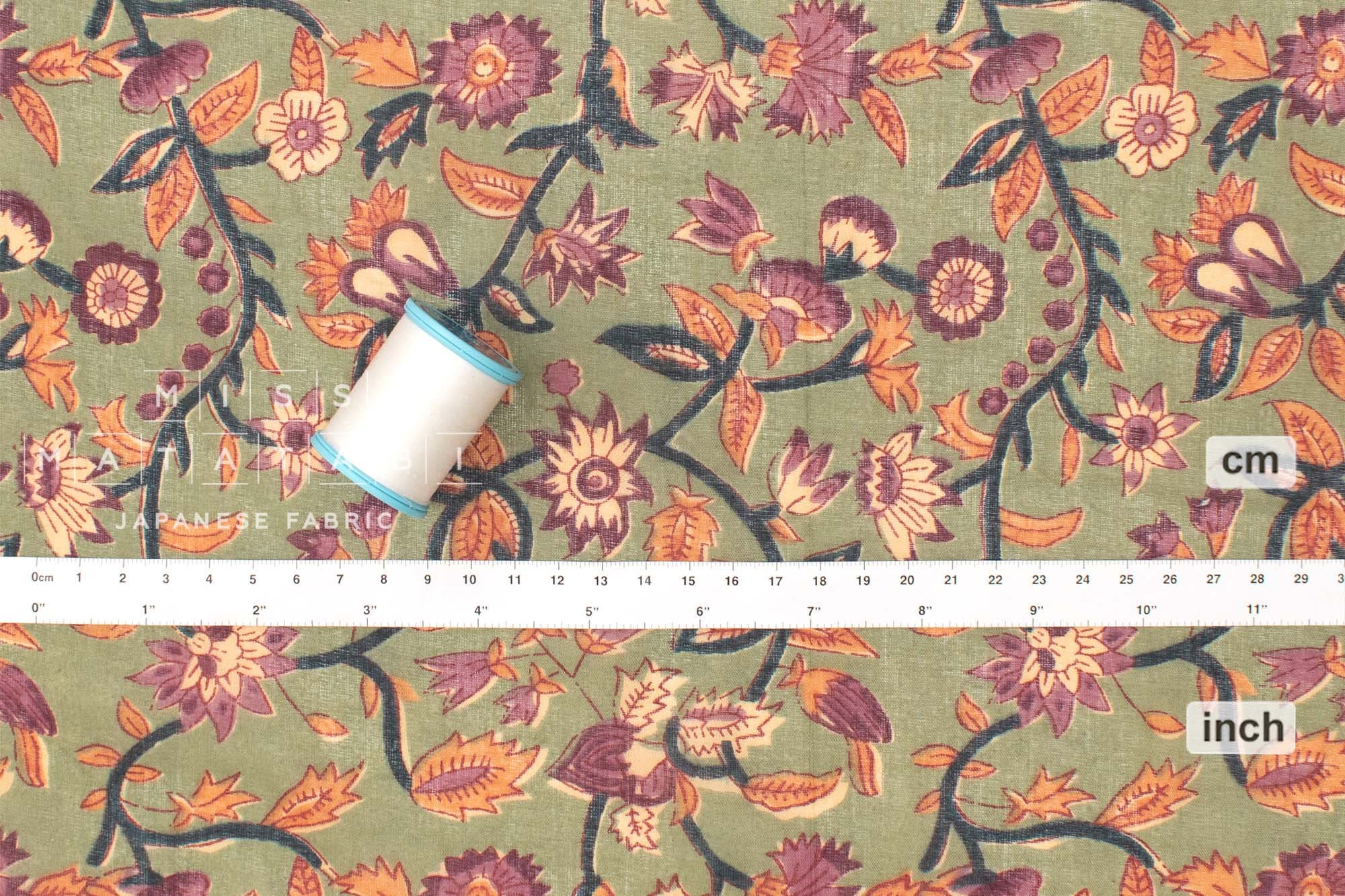 Hand Printed Indian Cotton Voile - G4 - 50cm