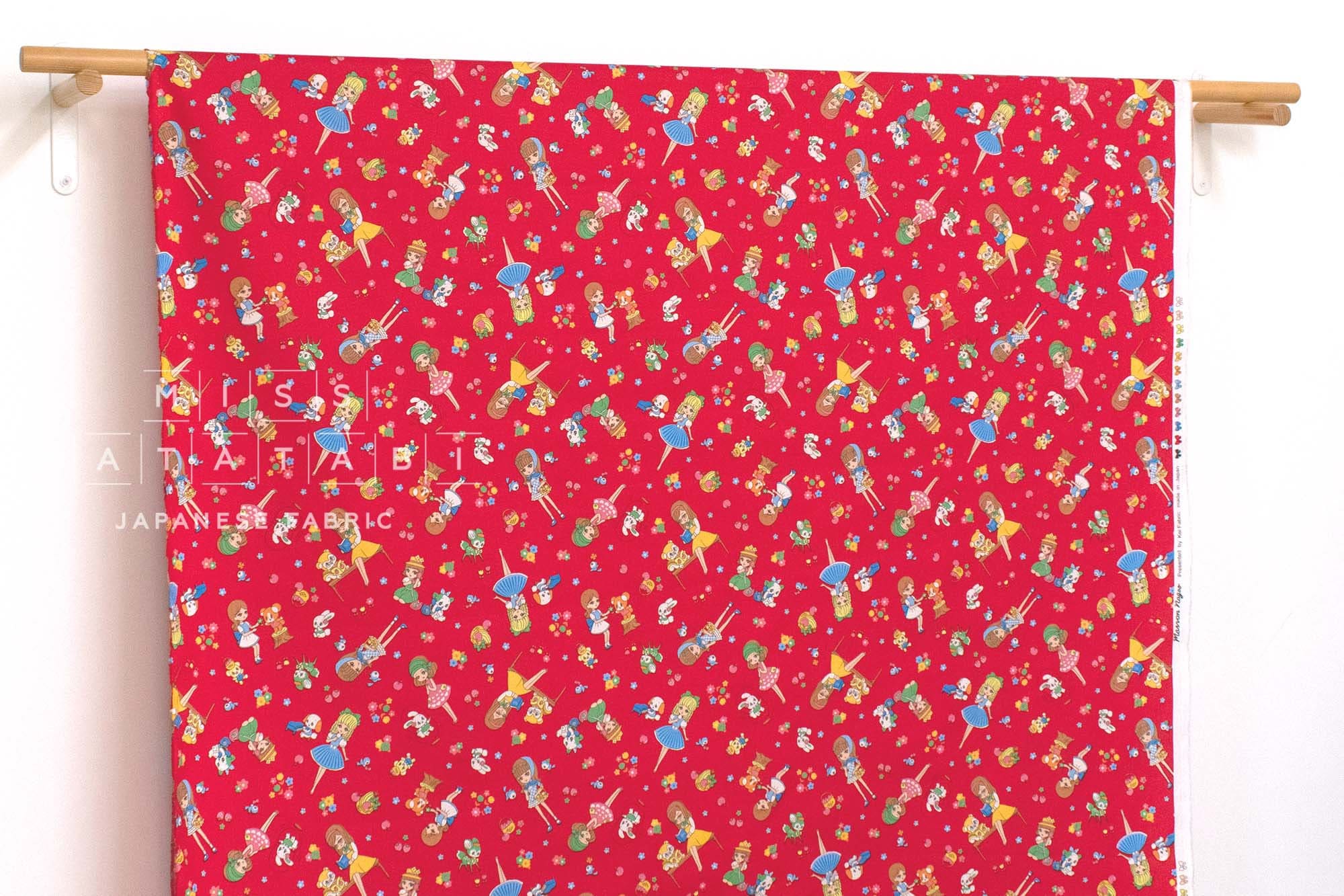 Japanese Fabric Retro Pop Girls - red - 50cm