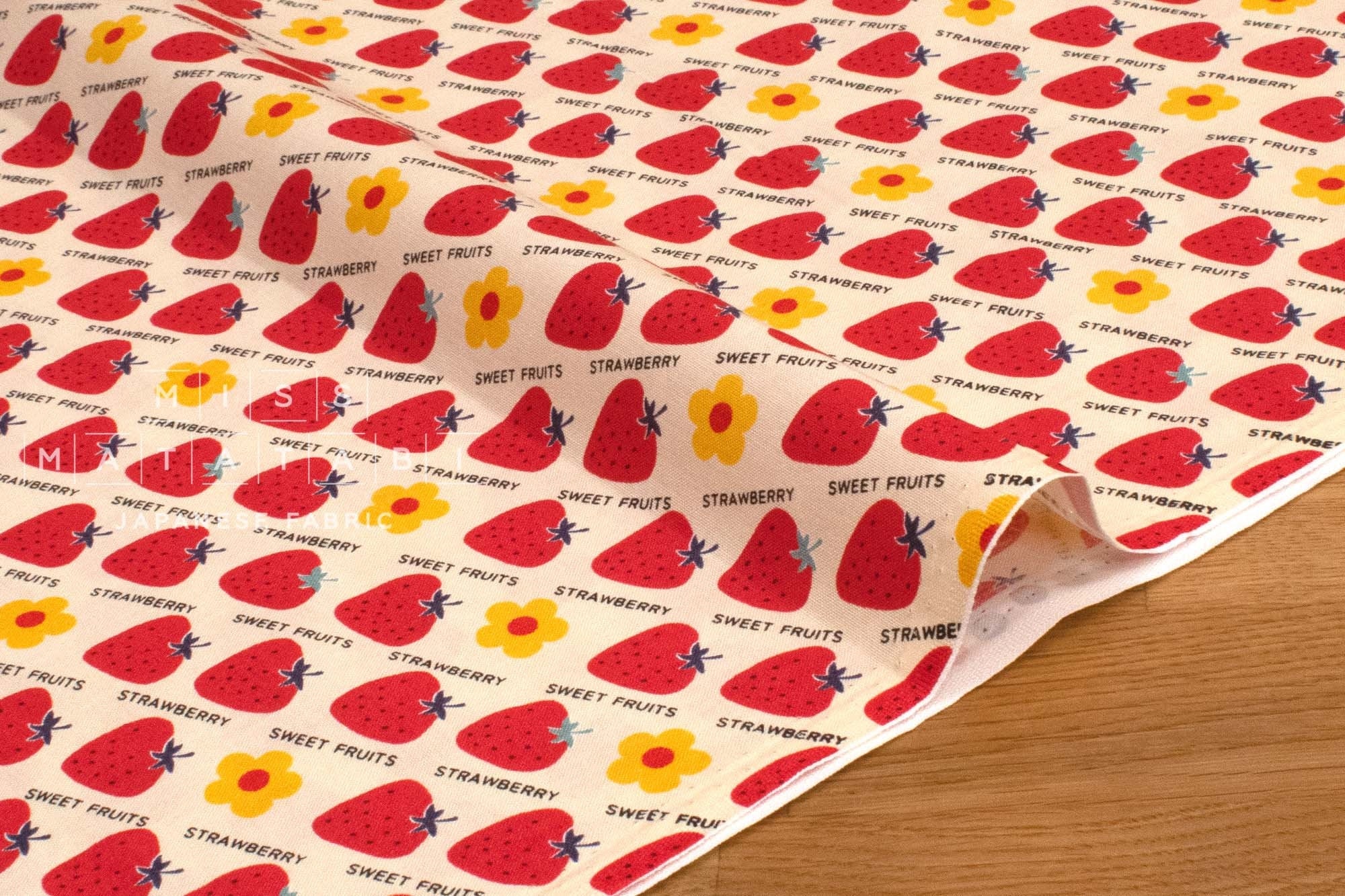 Japanese Fabric Kokka Retro Sweet Fruits Strawberry - A - 50cm