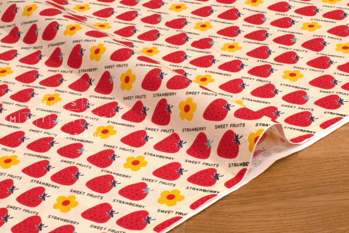 Japanese Fabric Kokka Retro Sweet Fruits Strawberry - A - 50cm