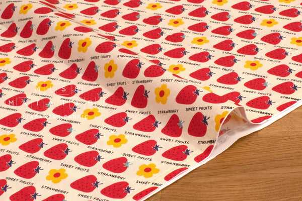 Japanese Fabric Kokka Retro Sweet Fruits Strawberry - A - 50cm