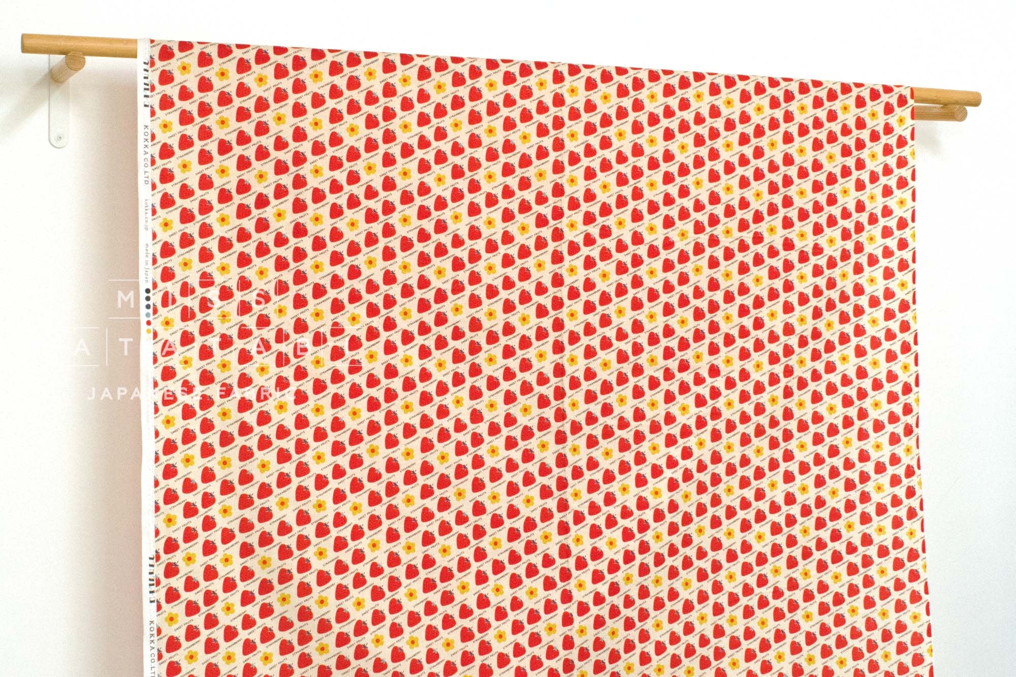 Japanese Fabric Kokka Retro Sweet Fruits Strawberry - A - 50cm