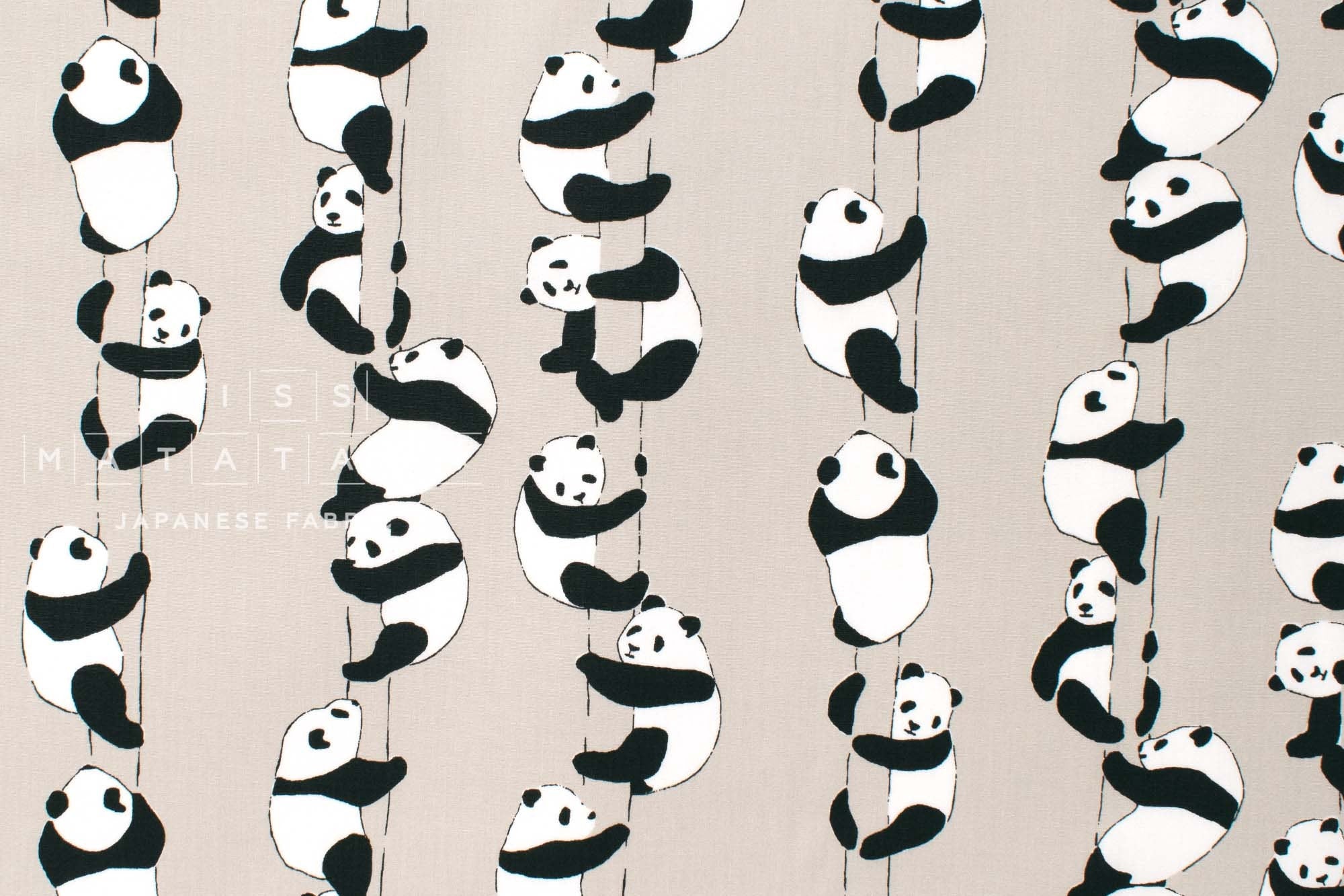 Japanese Fabric Panda Climb - grey - 50cm