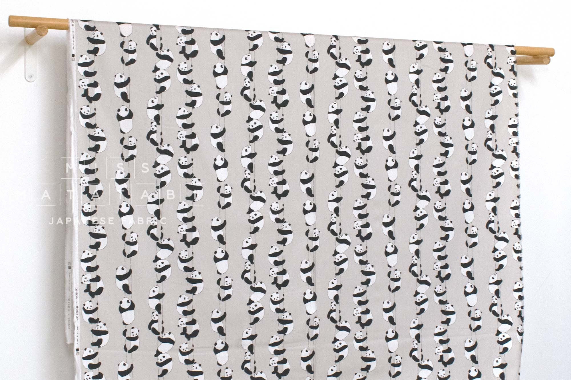 Japanese Fabric Panda Climb - grey - 50cm