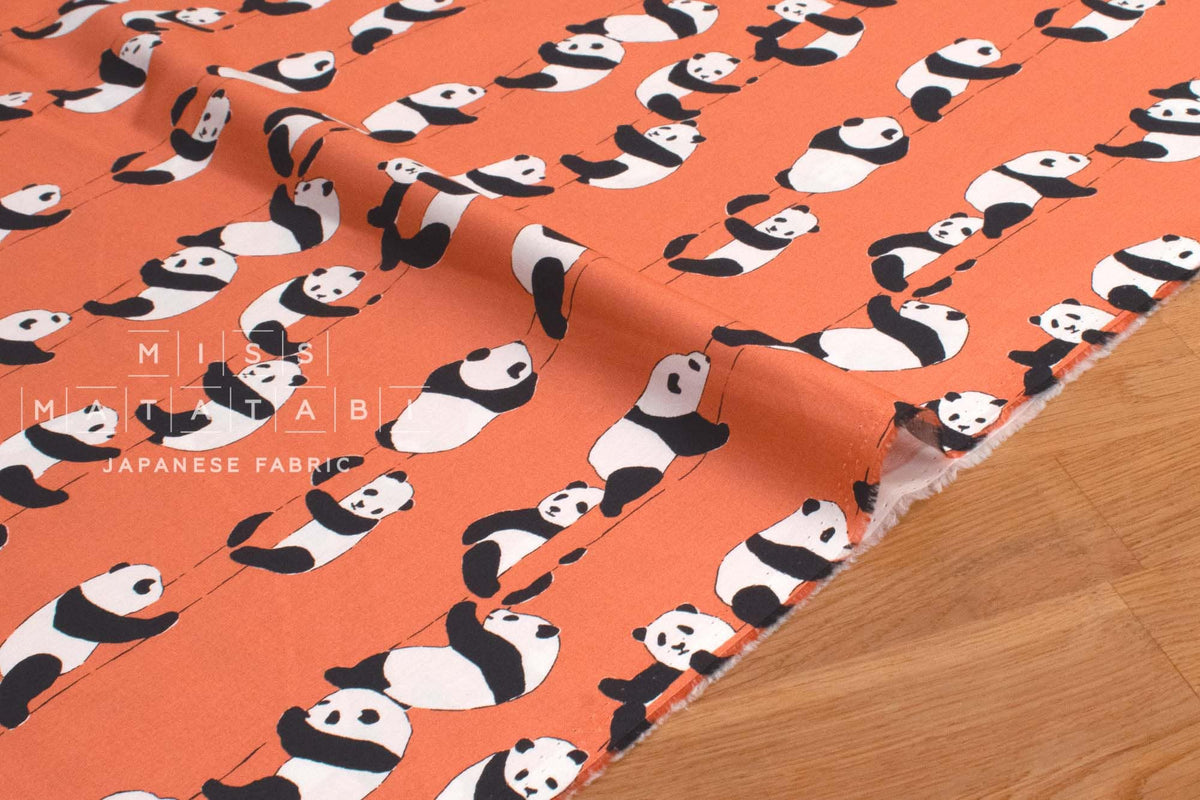 Japanese Fabric Panda Climb - coral peach - 50cm