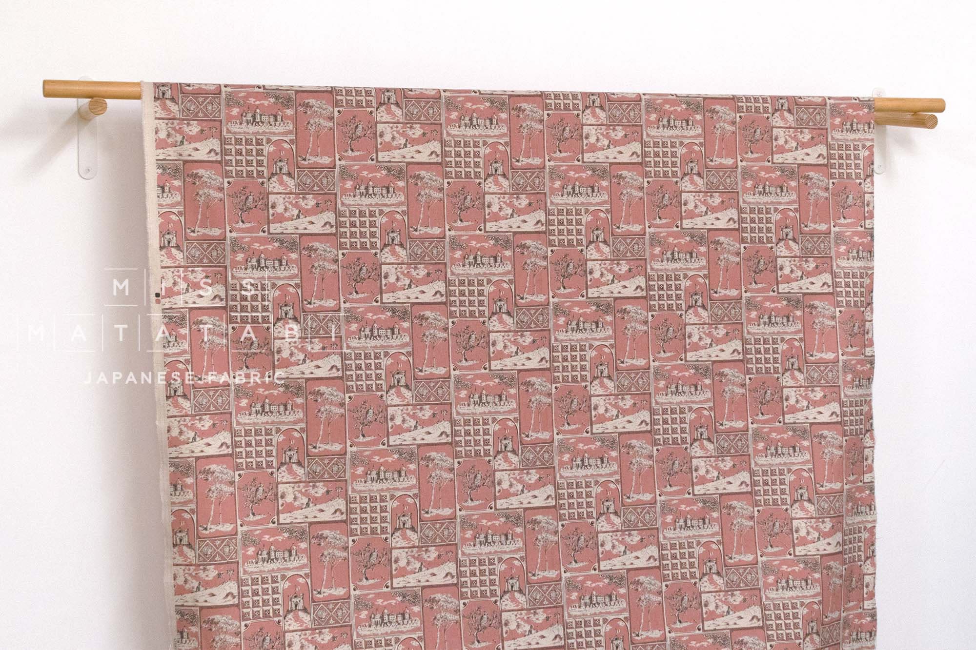 Japanese Fabric Castles Linen Blend - pink - 50cm