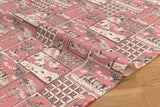 Japanese Fabric Castles Linen Blend - pink - 50cm