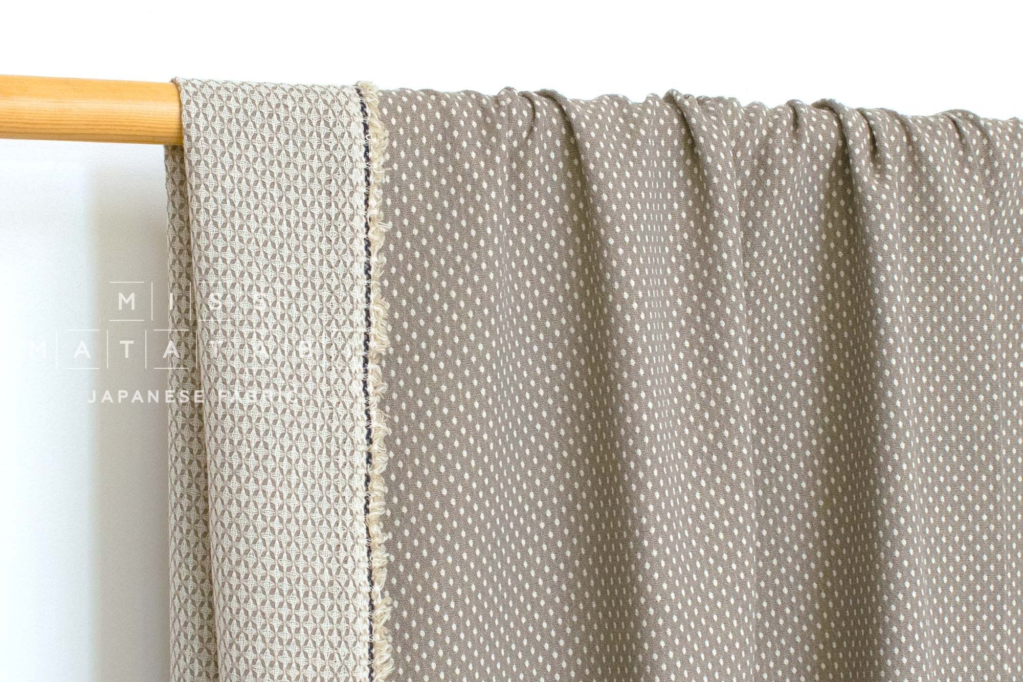 Japanese Fabric Yarn-Dyed Dot Dobby - taupe - 50cm