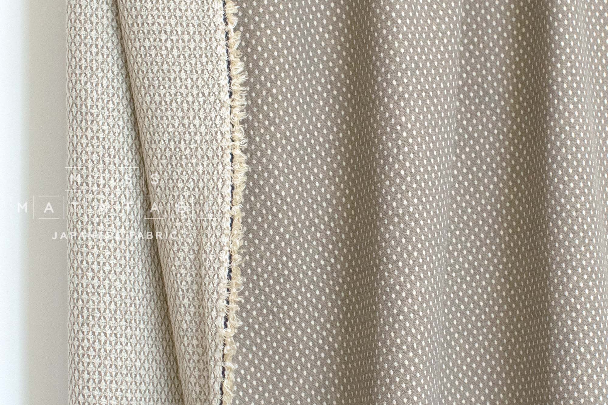 Japanese Fabric Yarn-Dyed Dot Dobby - taupe - 50cm