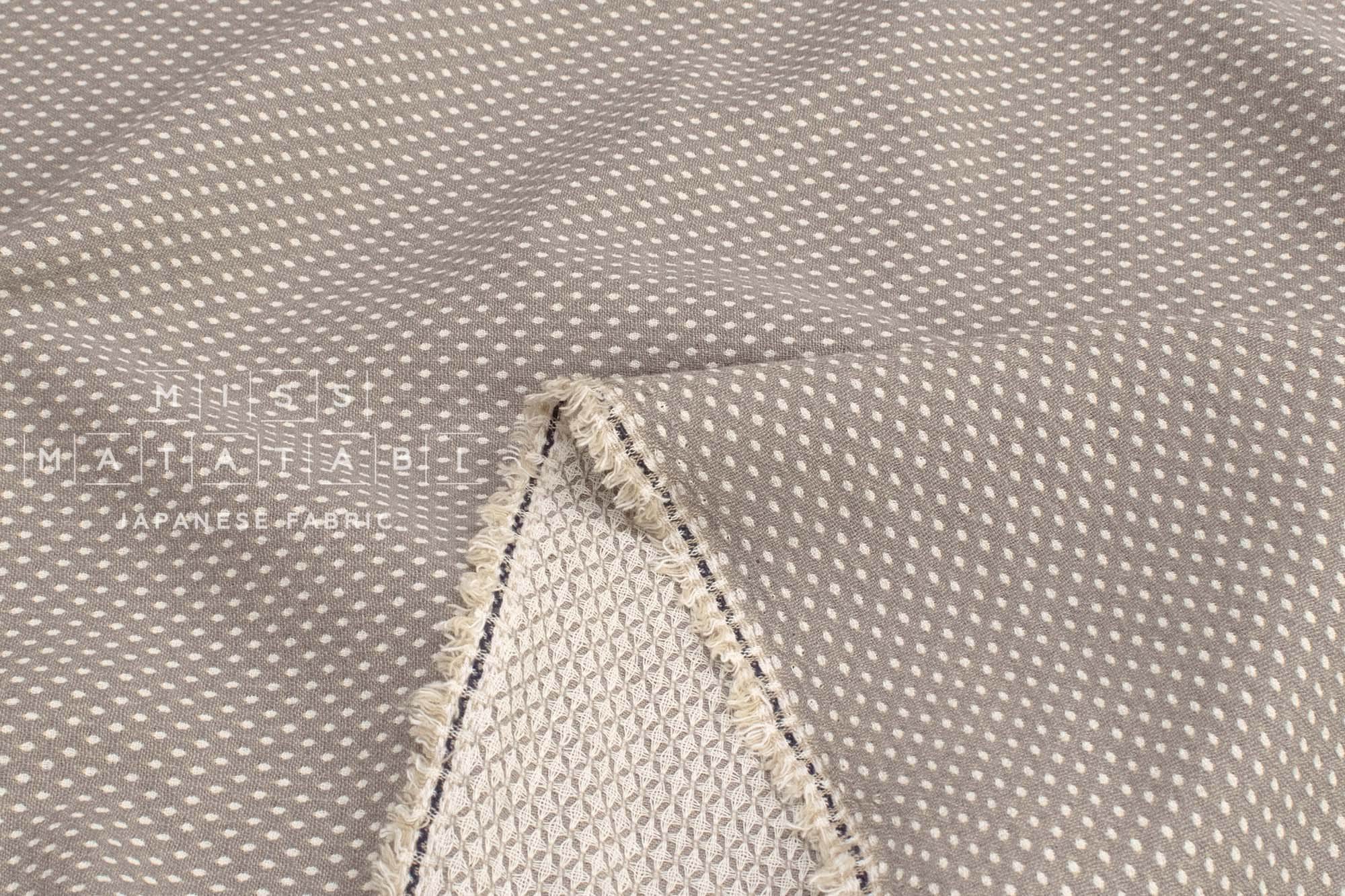 Japanese Fabric Yarn-Dyed Dot Dobby - taupe - 50cm