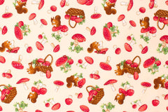 Japanese Fabric Squirrels Collecting Mushrooms - cream - 50cm
