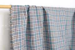DEADSTOCK Japanese Fabric 100% Linen Check Plaid - 28 -  50cm