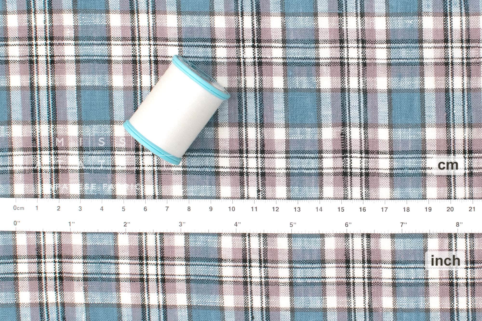 DEADSTOCK Japanese Fabric 100% Linen Check Plaid - 28 -  50cm