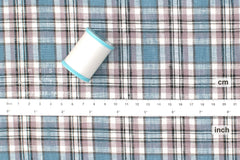 DEADSTOCK Japanese Fabric 100% Linen Check Plaid - 28 -  50cm