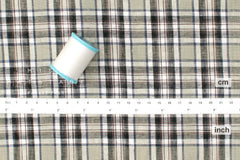 DEADSTOCK Japanese Fabric 100% Linen Check Plaid - 31 -  50cm