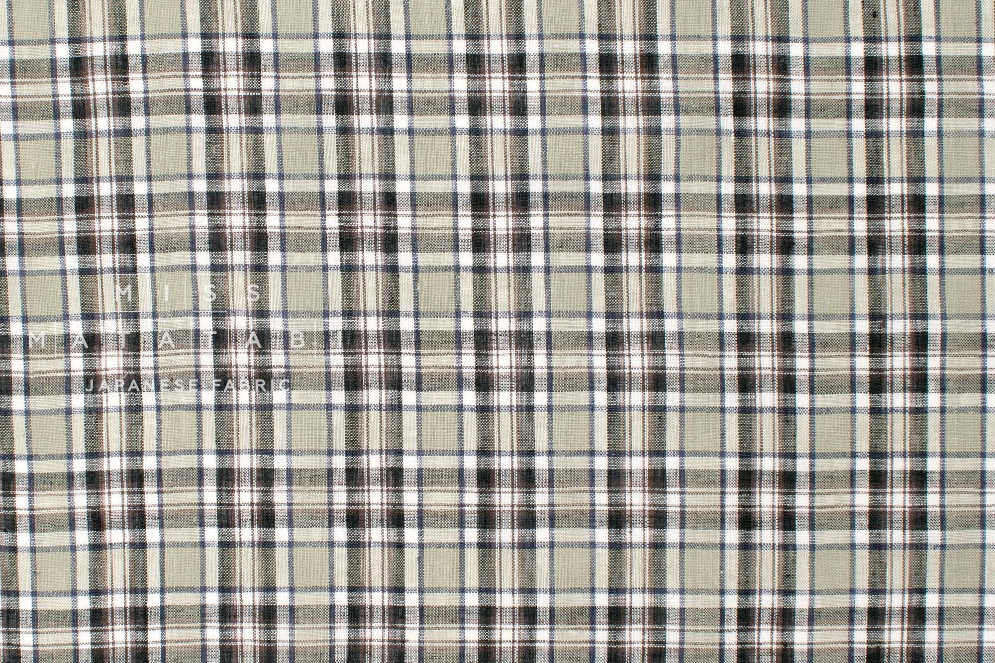 DEADSTOCK Japanese Fabric 100% Linen Check Plaid - 31 -  50cm