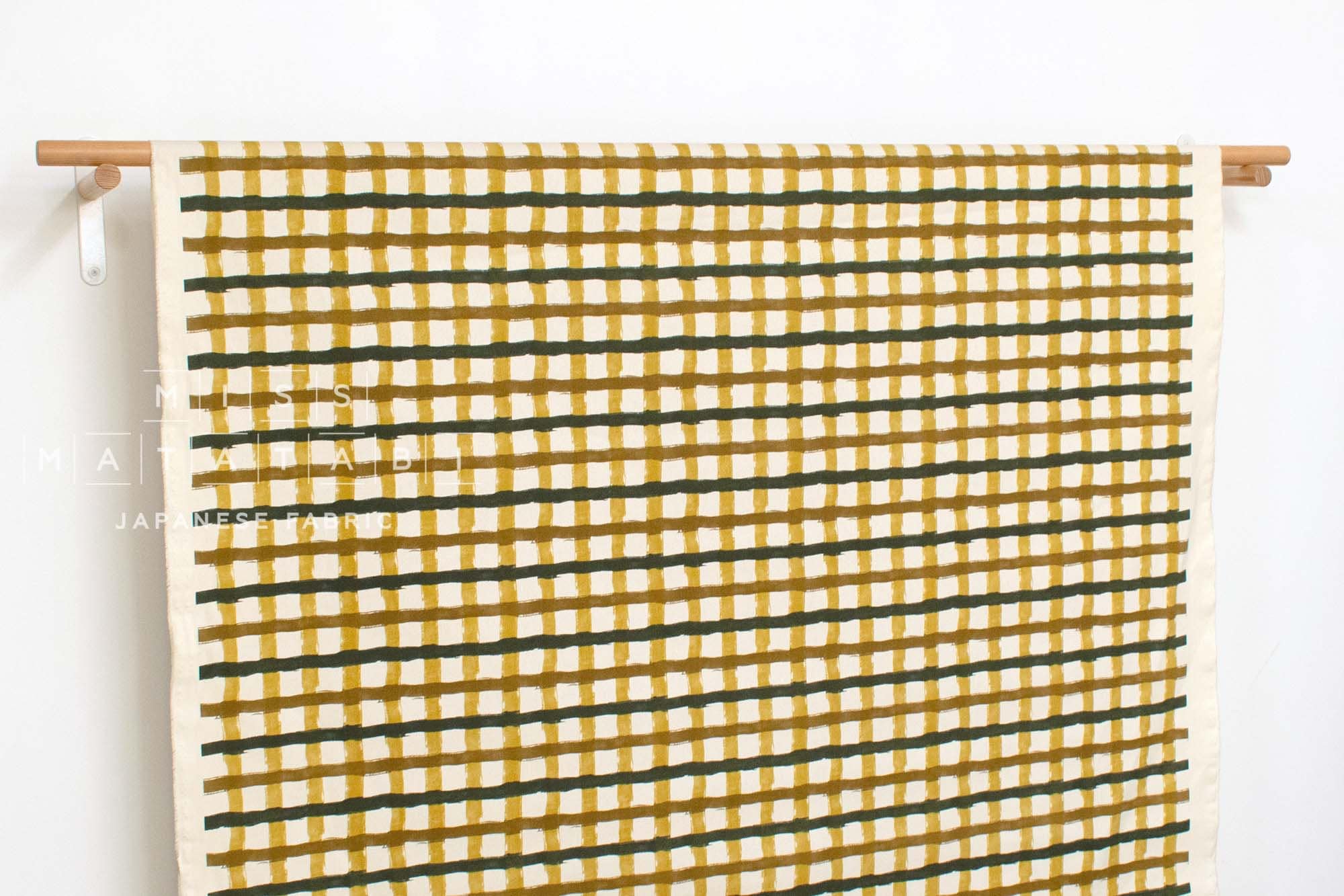 Japanese Fabric Recycled Cotton Canvas Check - C - 50cm
