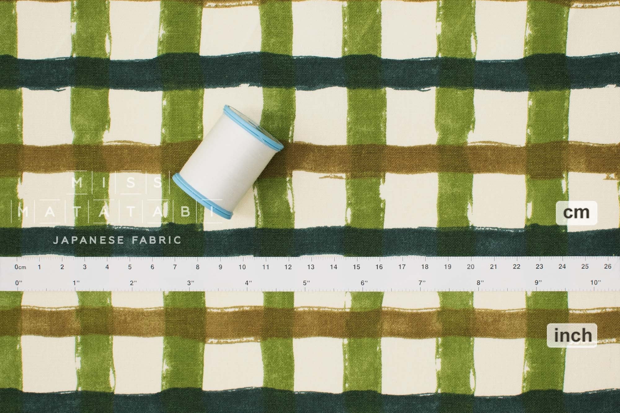 Japanese Fabric Recycled Cotton Canvas Check - D - 50cm