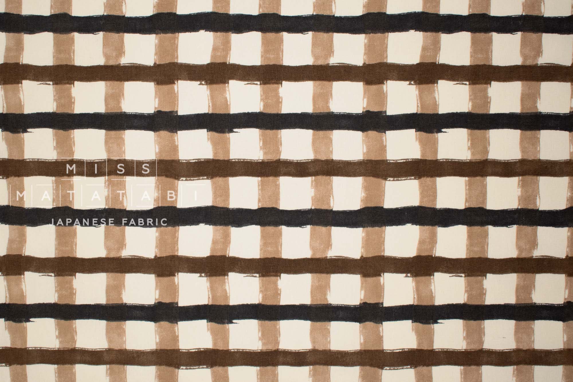 Japanese Fabric Recycled Cotton Canvas Check - E - 50cm