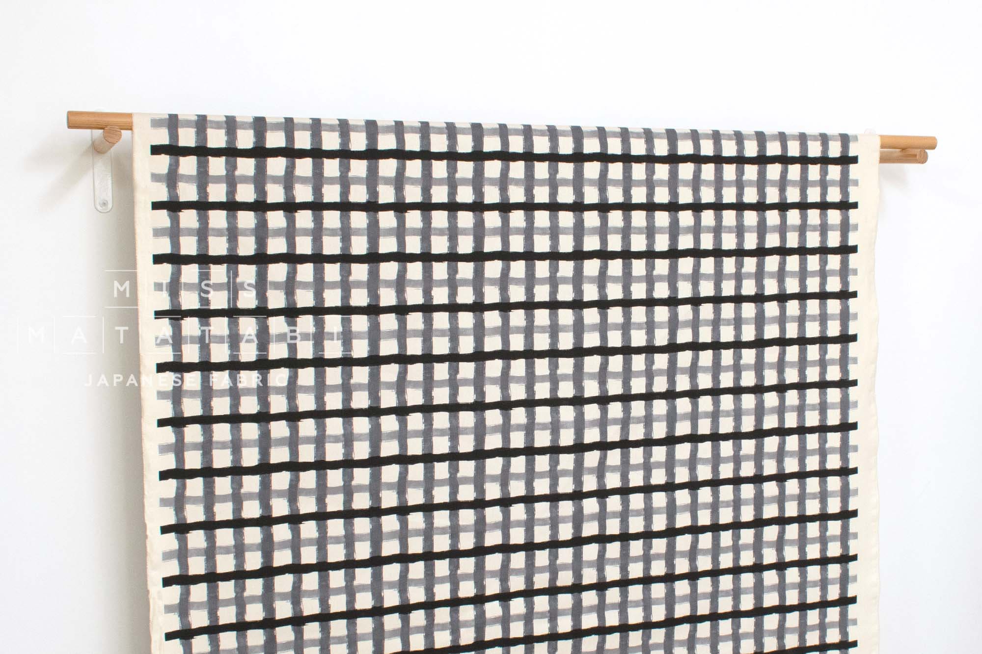 Japanese Fabric Recycled Cotton Canvas Check - F - 50cm