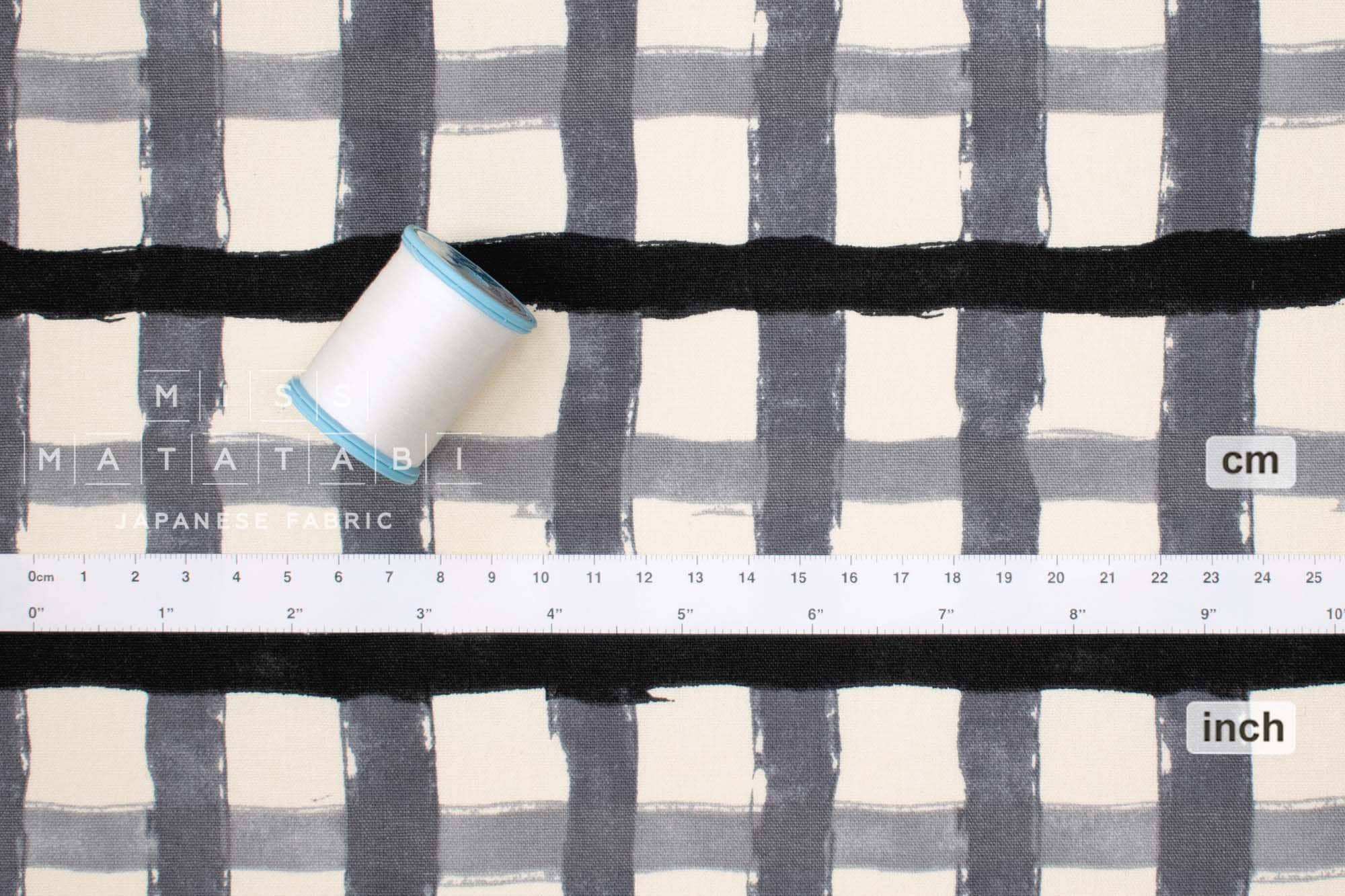 Japanese Fabric Recycled Cotton Canvas Check - F - 50cm