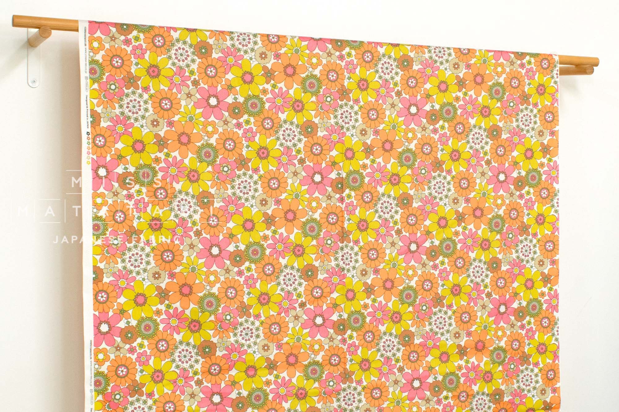 Japanese Fabric Retro Vintage Flowers - A - 50cm