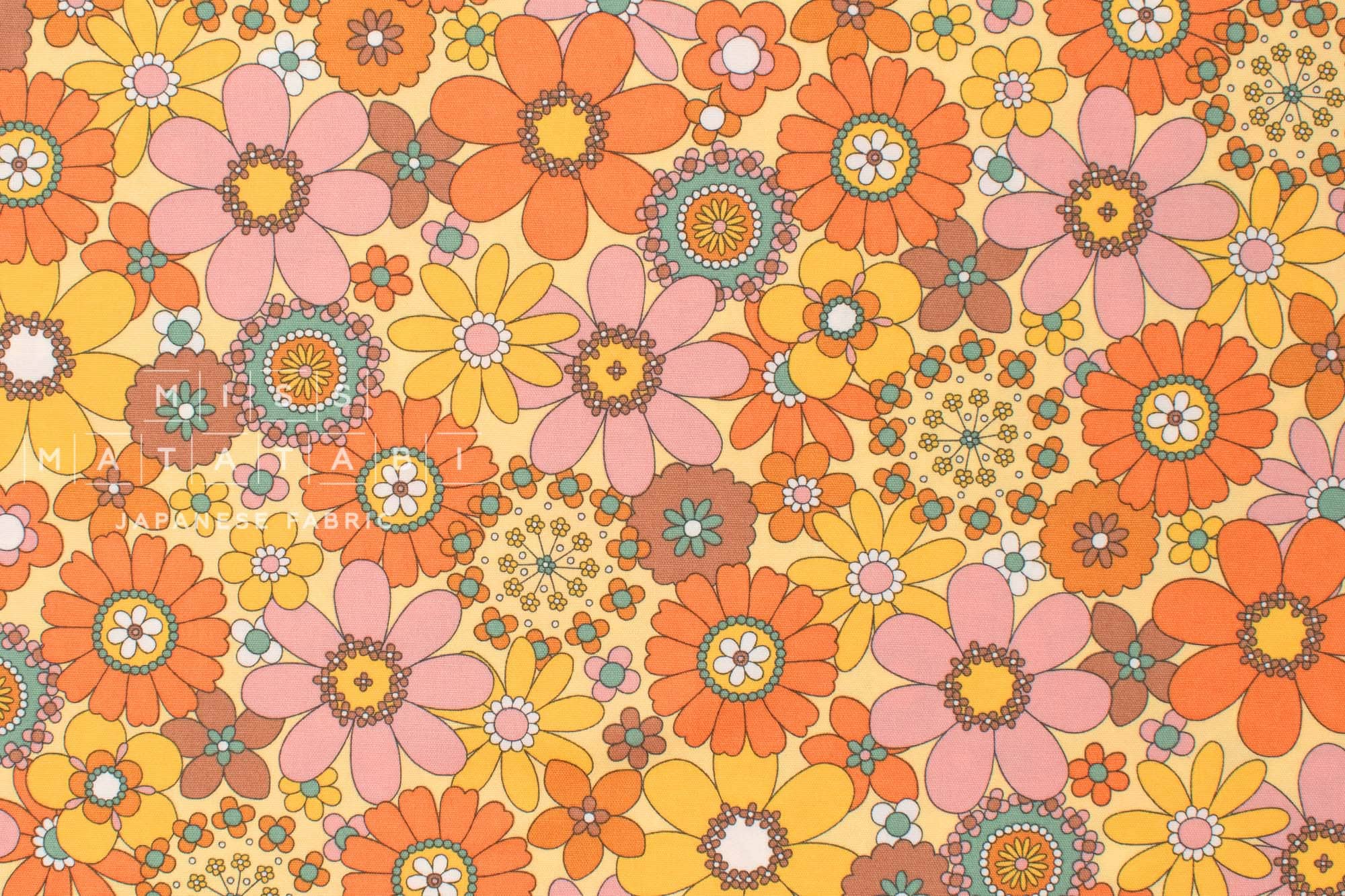 Japanese Fabric Retro Vintage Flowers - B - 50cm