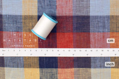 DEADSTOCK Japanese Fabric 100% Linen Check Plaid - 37 -  50cm