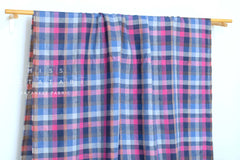 DEADSTOCK Japanese Fabric 100% Linen Check Plaid - 5 -  50cm