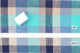 DEADSTOCK Japanese Fabric 100% Linen Check Plaid - 9 -  50cm