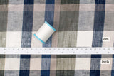 DEADSTOCK Japanese Fabric 100% Linen Check Plaid - 12 -  50cm