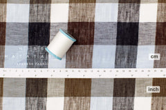 DEADSTOCK Japanese Fabric 100% Linen Check Plaid - 34 -  50cm
