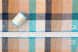 DEADSTOCK Japanese Fabric 100% Linen Check Plaid - 4 -  50cm