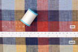 DEADSTOCK Japanese Fabric 100% Linen Check Plaid - 32 -  50cm