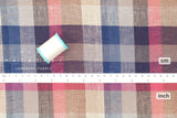 DEADSTOCK Japanese Fabric 100% Linen Check Plaid - 32 -  50cm