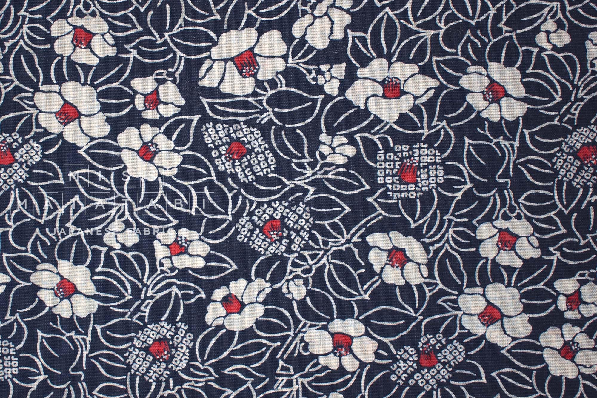 Japanese Fabric Tsubaki Camellia - 7A - 50cm
