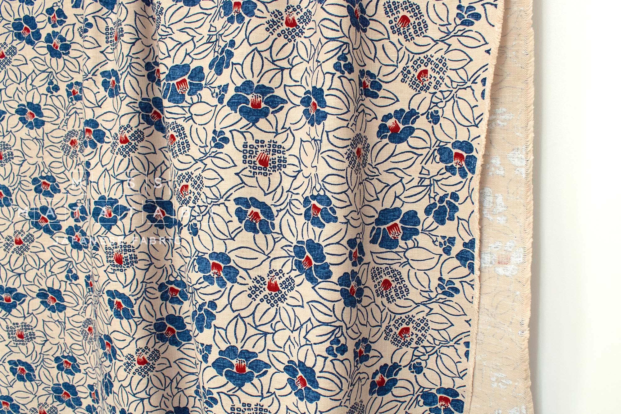 Japanese Fabric Tsubaki Camellia - 7B - 50cm