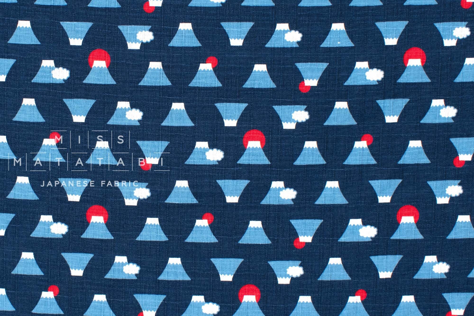 Japanese Fabric Mt Fuji - blue - 50cm