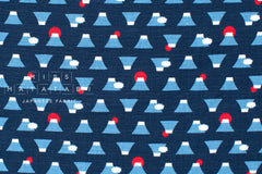Japanese Fabric Mt Fuji - blue - 50cm