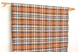 Japanese Fabric Shokunin Collection Linen Blend Yarn-Dyed Plaid - orange and blue - 50cm