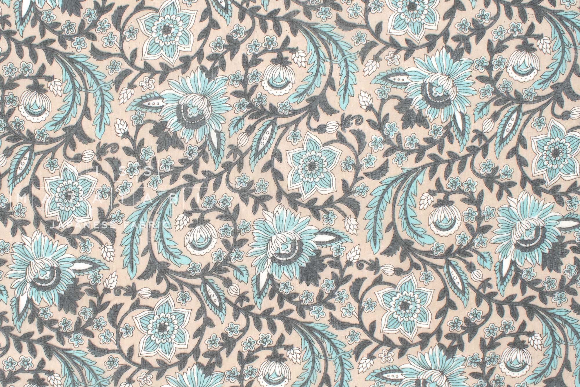 Hand Printed Indian Cotton Voile - G3 - 50cm