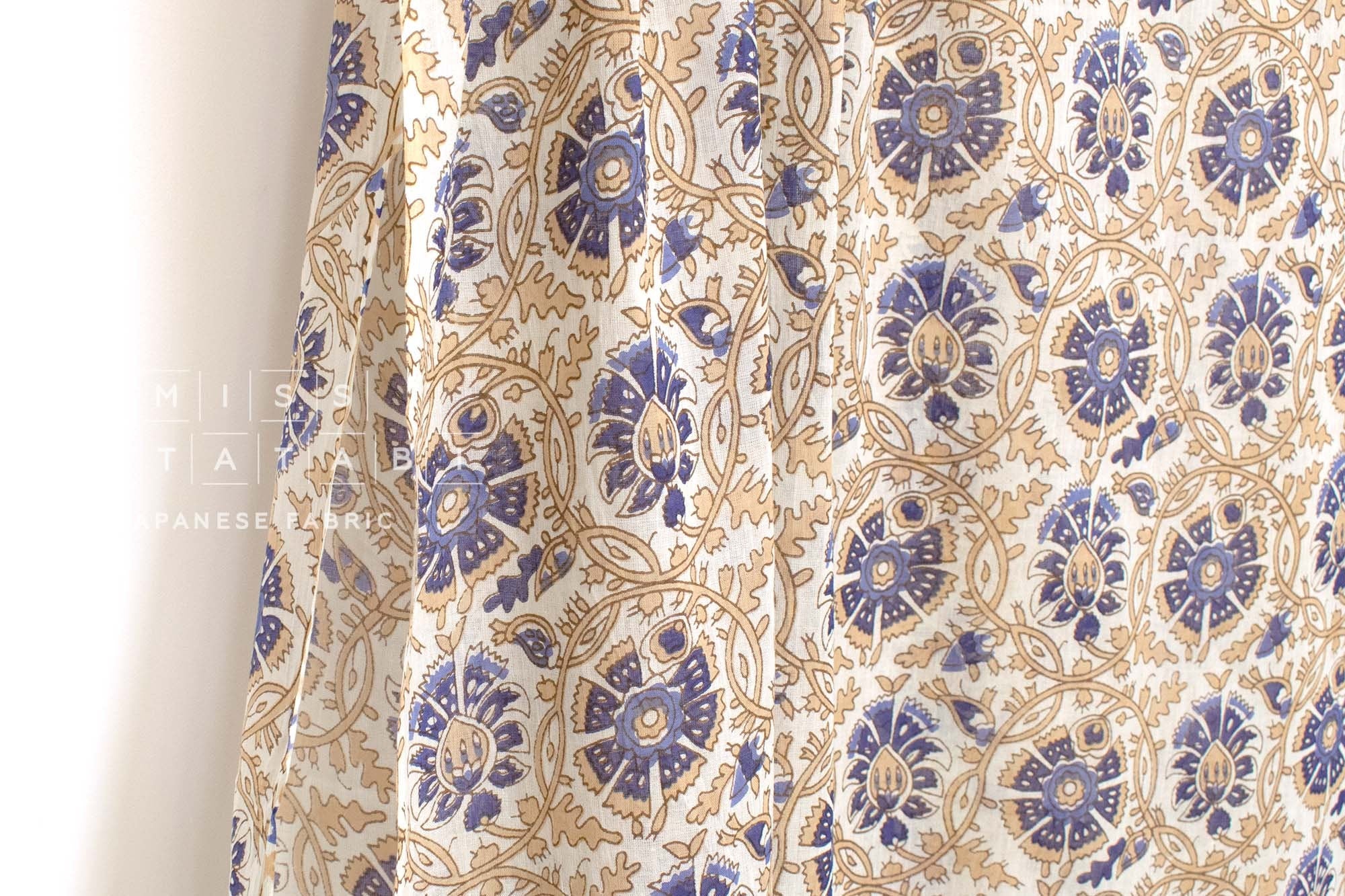 Hand Printed Indian Cotton Voile - D1 - 50cm
