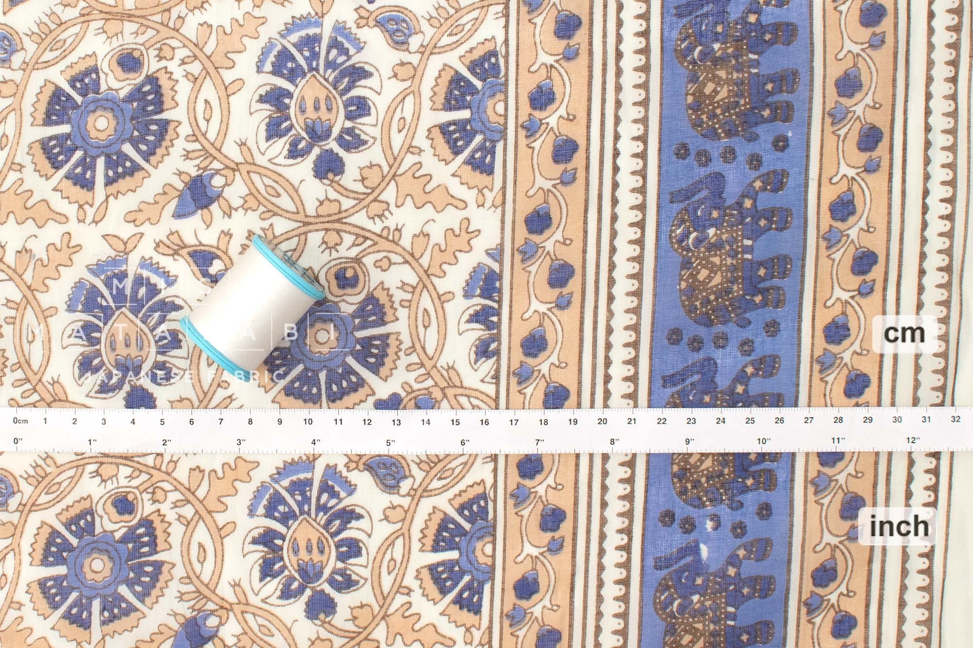 Hand Printed Indian Cotton Voile - D1 - 50cm