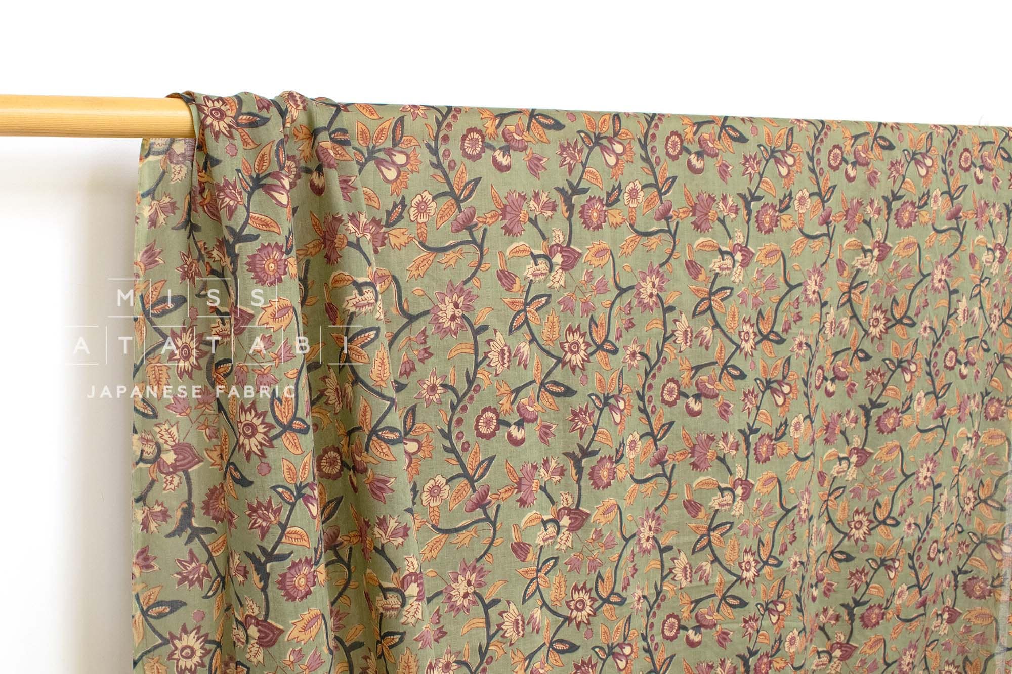 Hand Printed Indian Cotton Voile - G4 - 50cm
