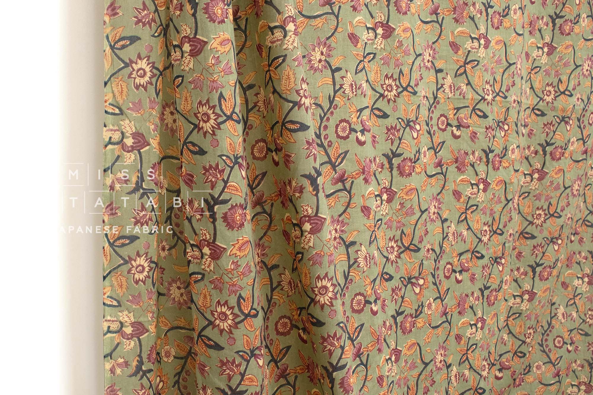 Hand Printed Indian Cotton Voile - G4 - 50cm