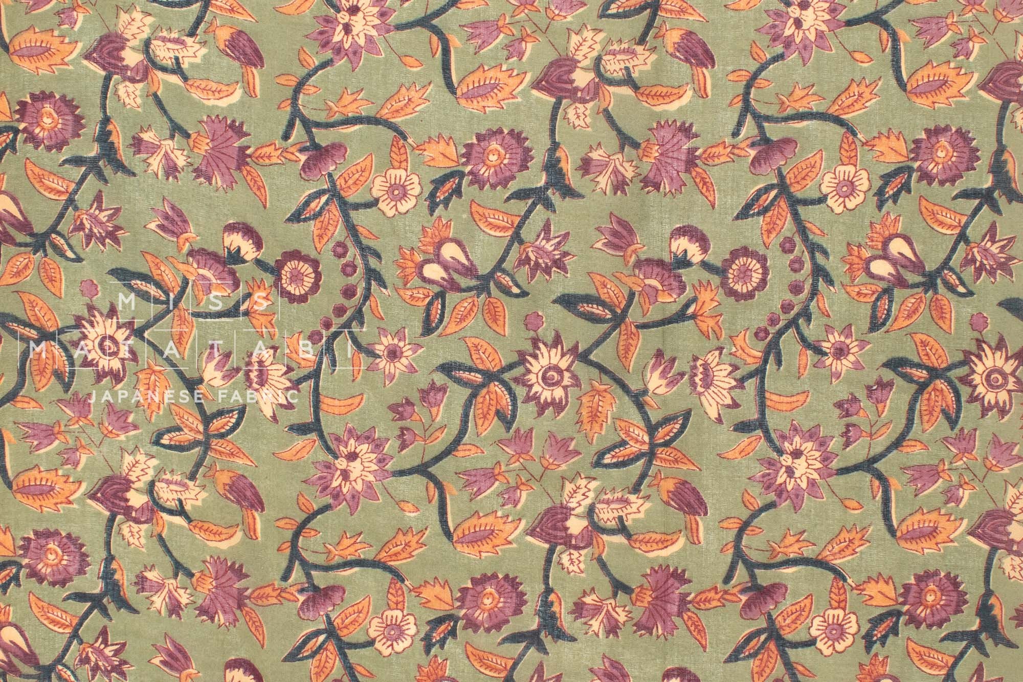 Hand Printed Indian Cotton Voile - G4 - 50cm
