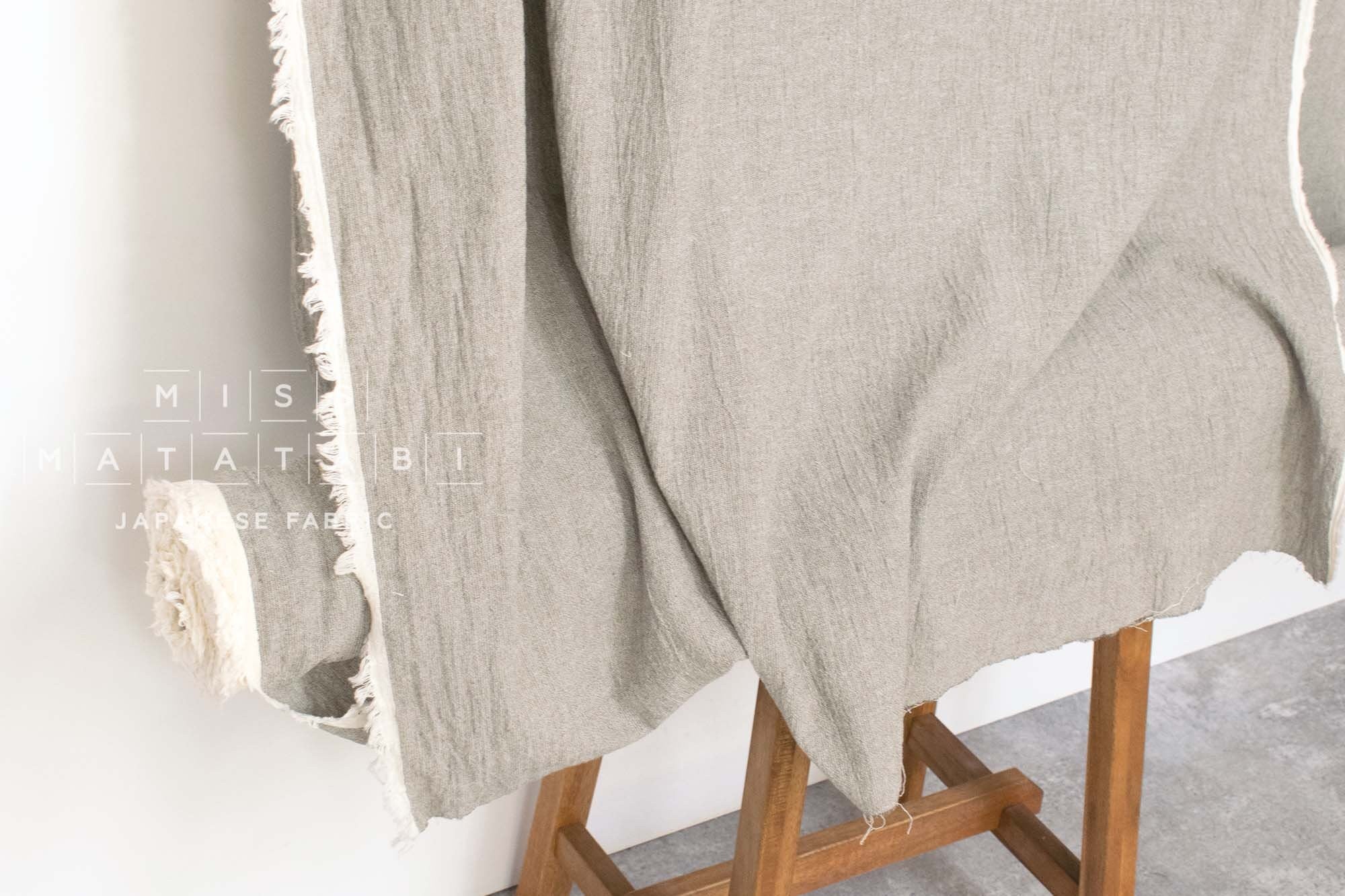 Japanese Fabric Shokunin Collection Yarn-Dyed textured cotton - brown - 50cm