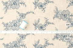 Japanese Fabric Shokunin Collection Yarn-Dyed Embroidered Linen Blend - cream - 50cm