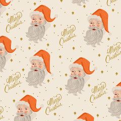 PRE-ORDER Cotton + Steel Rifle Paper Co. Holiday Classics Santa - cream metallic - 50cm