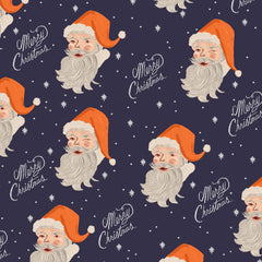 PRE-ORDER Cotton + Steel Rifle Paper Co. Holiday Classics Santa - navy metallic - 50cm